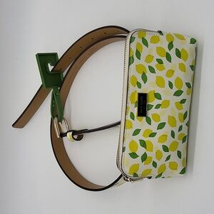 1474- Kate Spade Leather Lemon Print Fanny Pack Women's Belt Size L/XL NWT